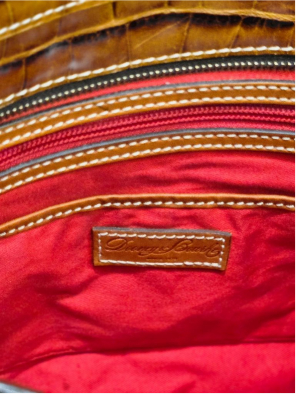 Dooney & Bourke Brown Croc Embossed Leather Tote Bag - Picture 14 of 16